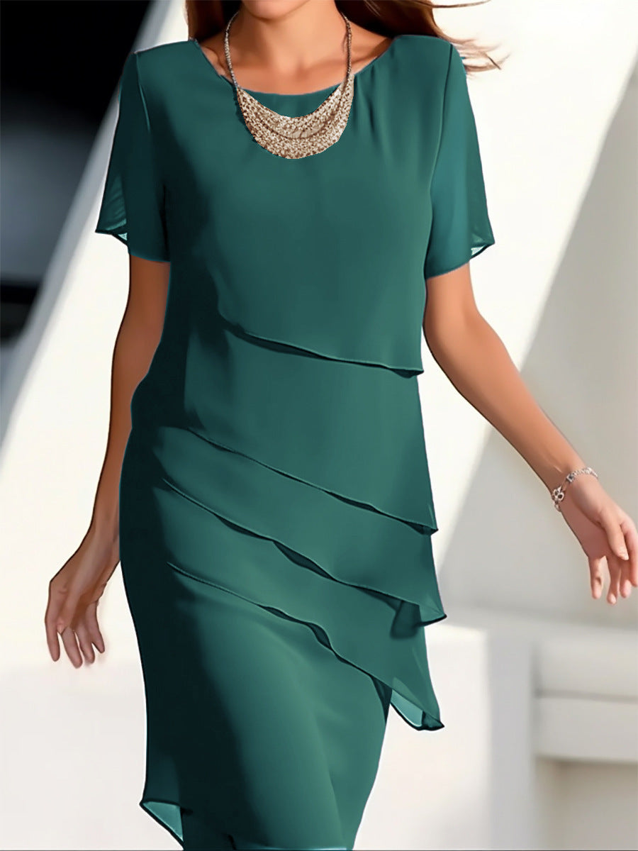 Quinnie | Elegante Gelaagde Chiffon Jurk Dames