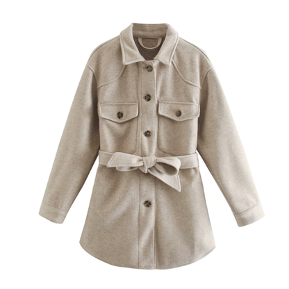 Elegante Comfortabele Dames Wollen Jas met Ceintuur