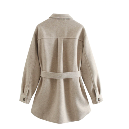 Elegante Comfortabele Dames Wollen Jas met Ceintuur