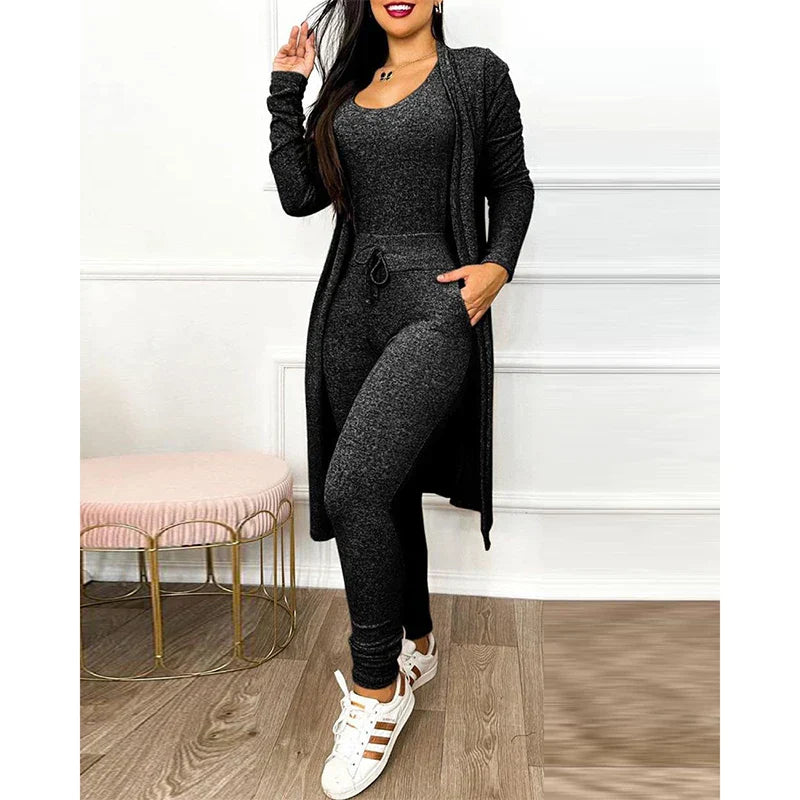 Comfortabele Dames 3-Delige Loungewear Set met Vest
