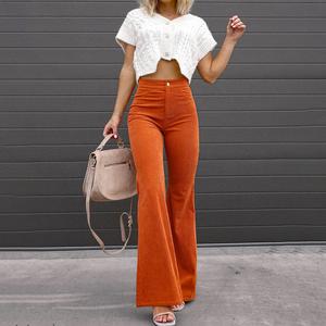 Vivienne | Stijlvolle Fluwelen Broek – Zonsondergang oranje