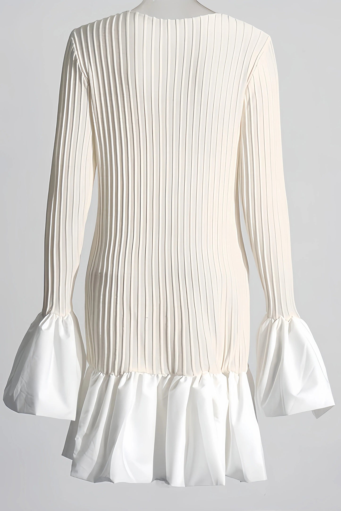 Clara Dames Elegante Geplooide Witte Jurk - Mini