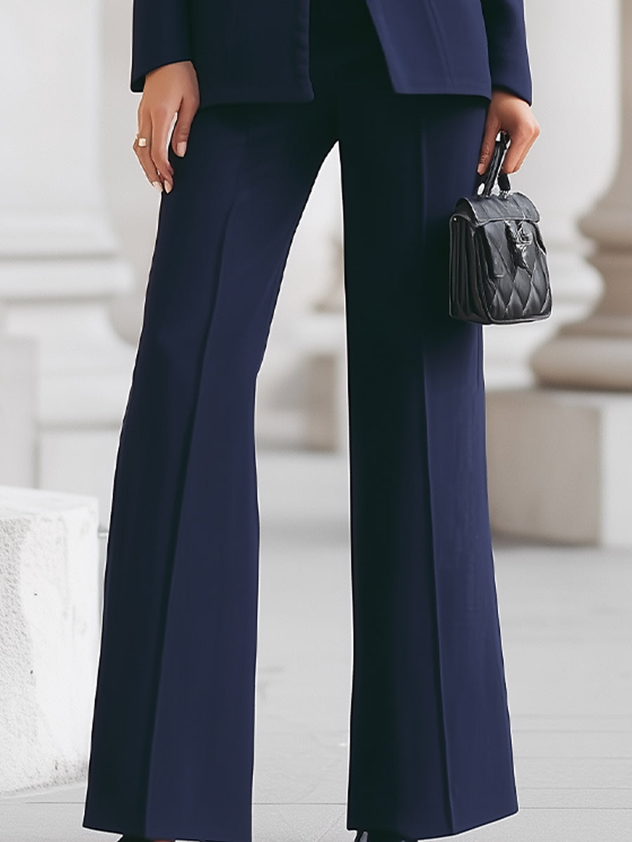 Stijlvolle Dames Getailleerde Blazer Set Met En Wijde Pijpen
