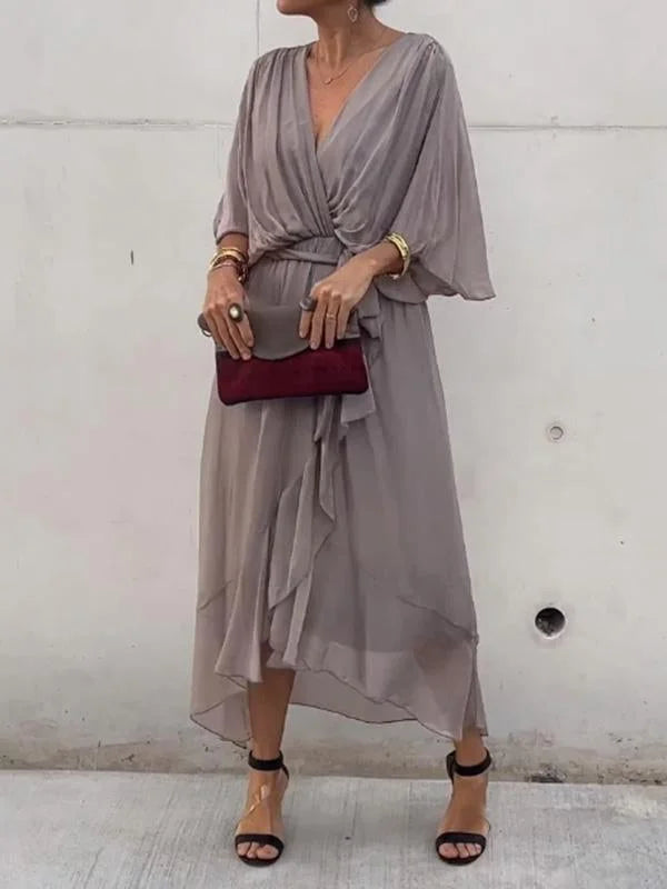 Chrissa | Letnia sukienka midi z eleganckim dekoltem w serek