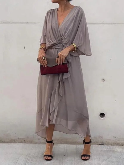 Chrissa | Zomerse Midi Jurk met Elegante V-Hals
