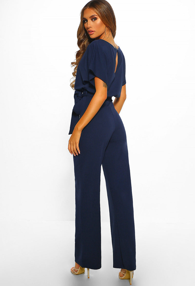 Comfortabele Dames Wide Leg Jumpsuit Met Tailleband