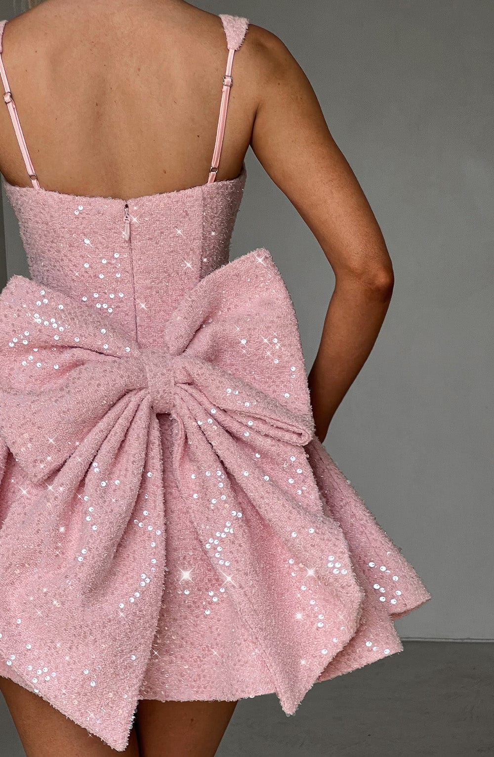 Feestjurk Met Pailletten En Grote Strik Mini Jurk Voor Dames