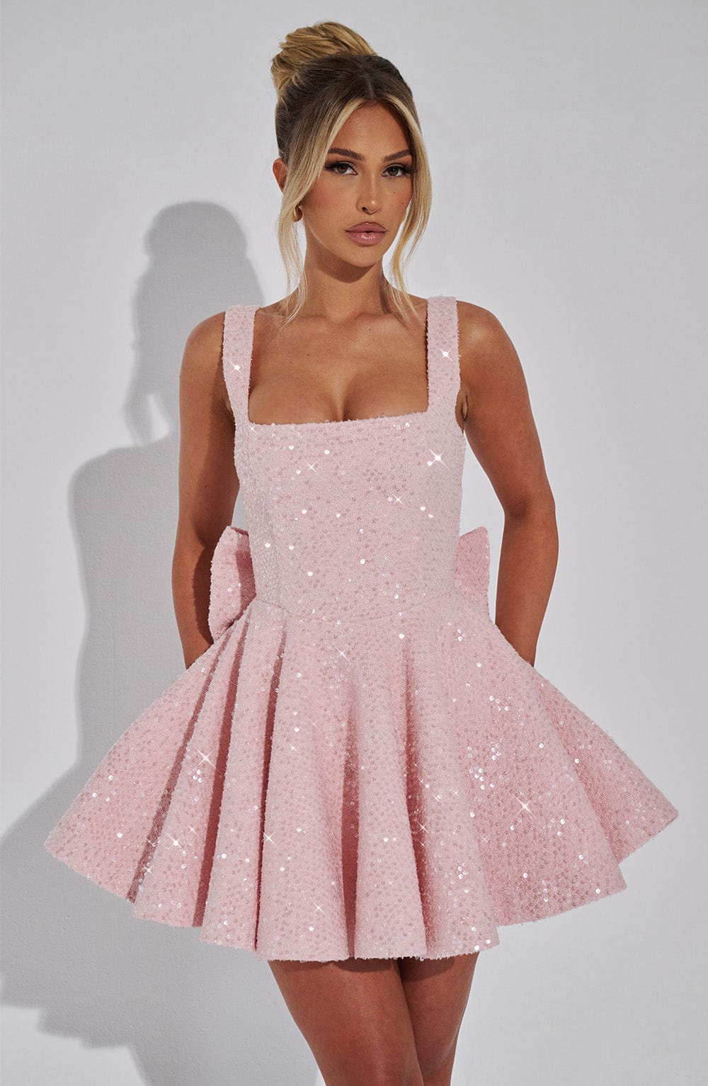 Party Dress With Sequins And Large Bow Mini Dress For Women