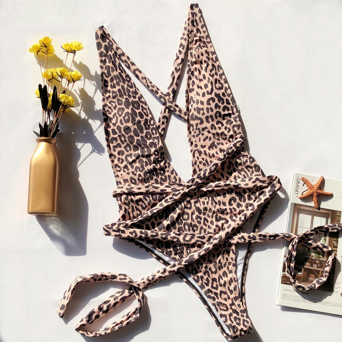 Divisha | Leopard Print Cross-Body Swimsuit