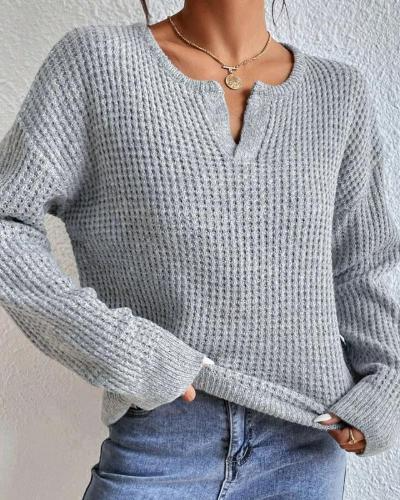 Zachte Comfortabele Dames Trui met V-Hals en Wolmix