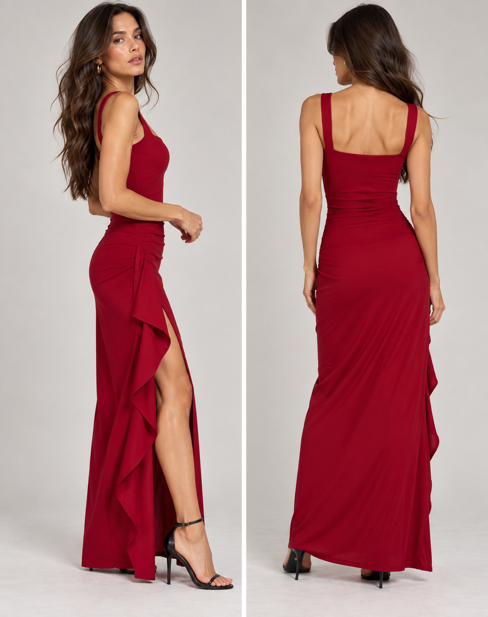 Elegante verfijnde dames avond jurk met split