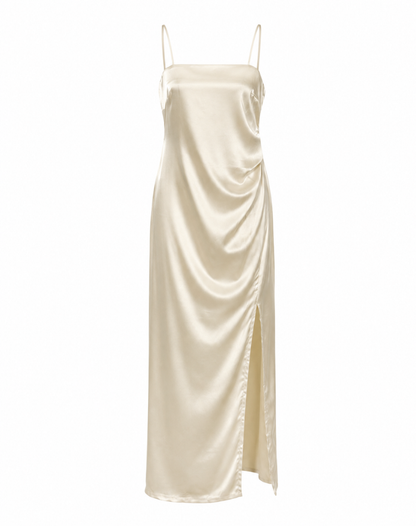 Elegant Women's Dress with Spaghetti Straps and Side Slit
