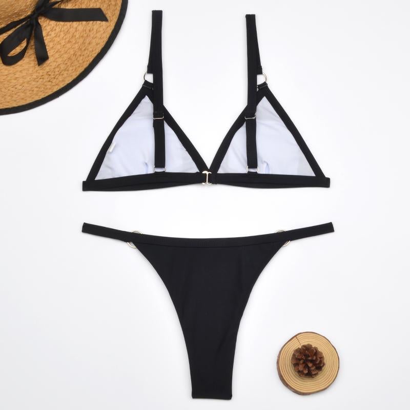 Marj | Minimalistische Bikini met Ringdetails en Triangel Top