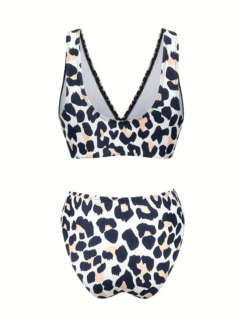 Fayyaza | Leopard Print High-Waisted Bikini Set