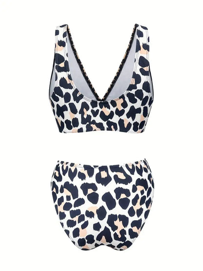Fayyaza | Leopard Print High-Waisted Bikini Set