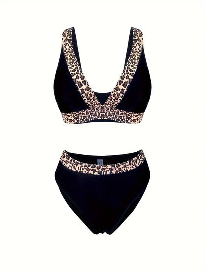 Fayyaza | Leopard Print High-Waisted Bikini Set