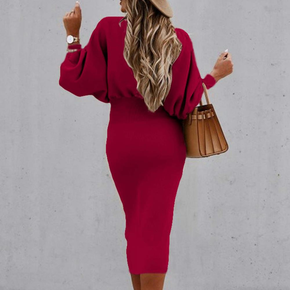 Jera | Chique Midi Jurk met Elegante Mouwen