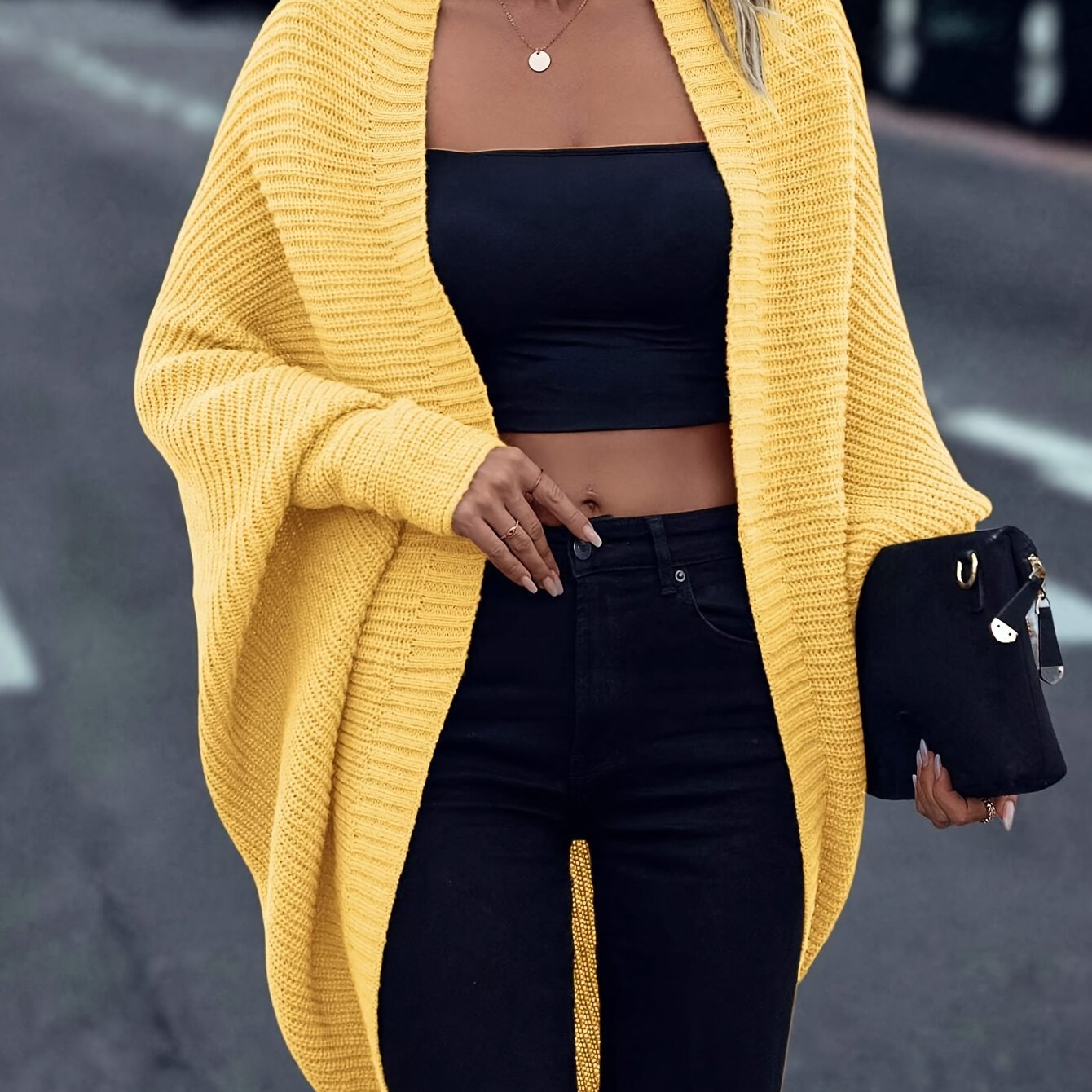Warm Lang Gebreid Dames Vest Met Losse Pasvorm