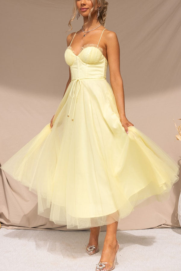Moxi| Tulle Corset Dress with Spaghetti Straps