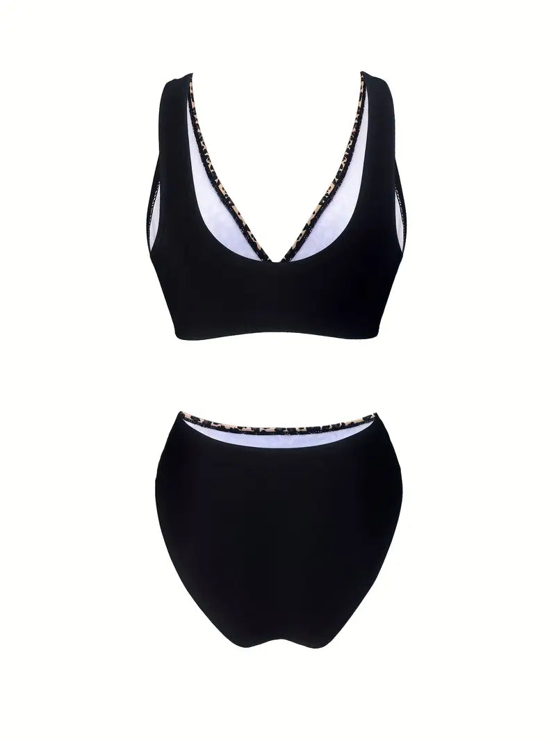 Fayyaza | Leopard Print High-Waisted Bikini Set