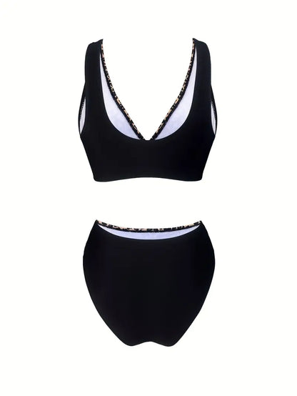 Fayyaza | Leopard Print High-Waisted Bikini Set