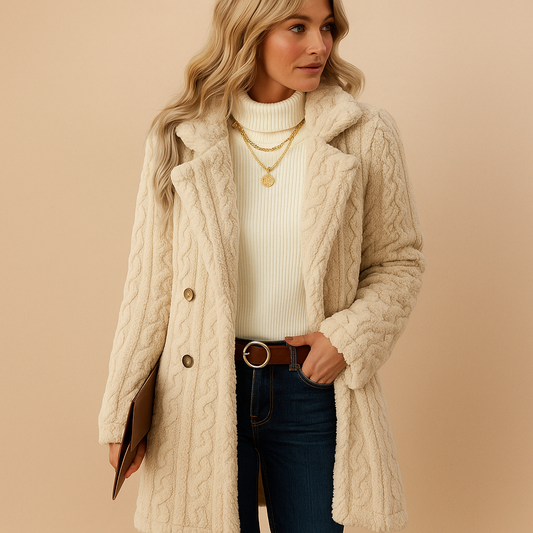 Warme Lange Teddy Dames Winter Jas met Knopen