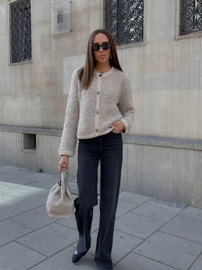 Ester | Teddy Knit Cardigan met Knopen