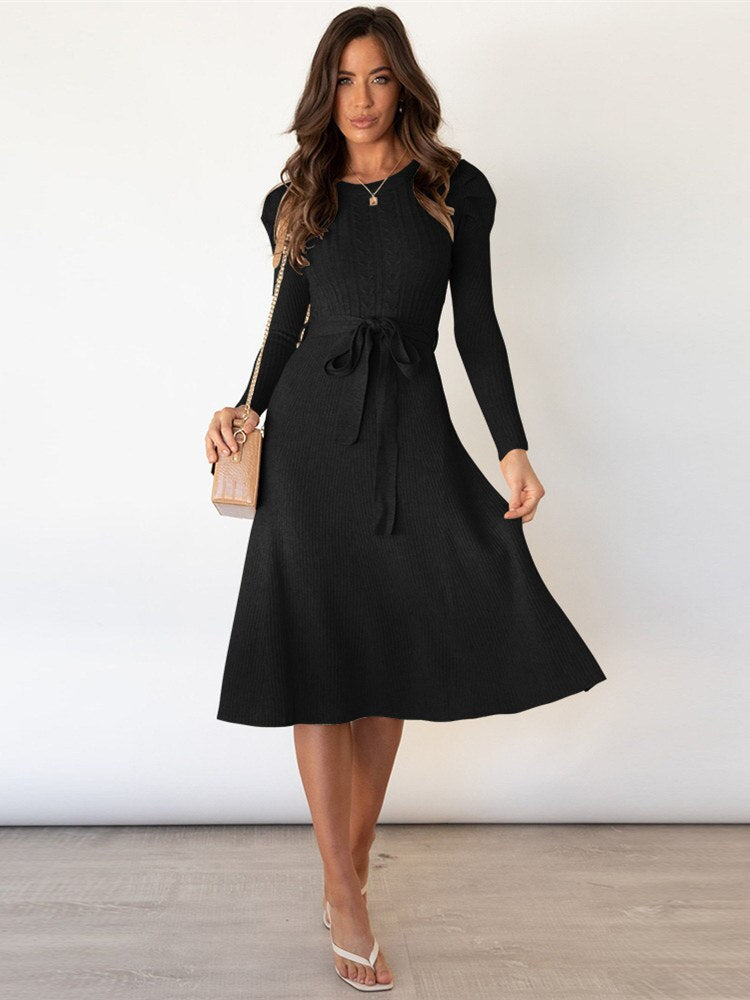Lyne | Gebreide Midi Jurk met Taillelint