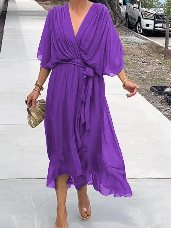 Chrissa | Zomerse Midi Jurk met Elegante V-Hals