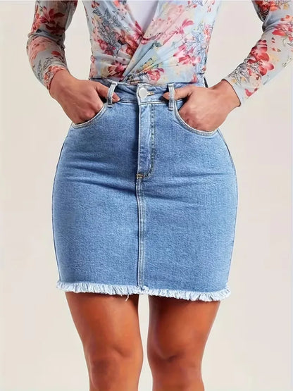 Denim rok met hoge taille