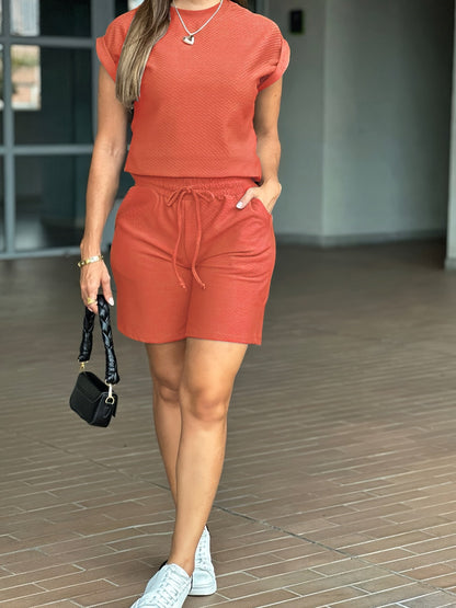 Biannca | Co-Ord Set met Relaxed Fit en Drawstring Shorts