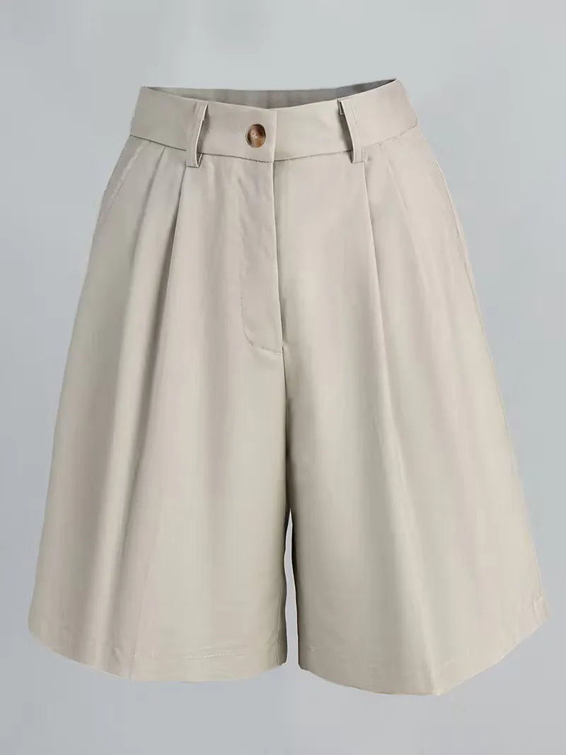 High-waisted straight leg shorts