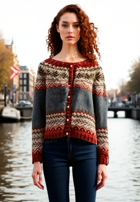 Elegante Warme Gebreide Dames Trui met Knopen
