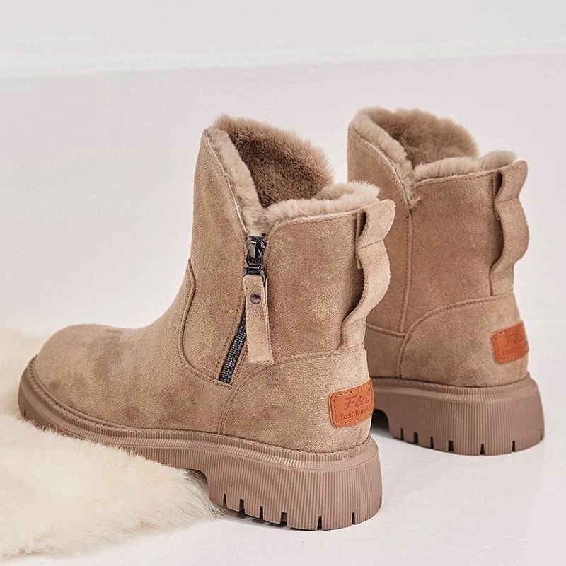 Comfortabele Dames Enkellaarsjes met Rits en Faux Fur