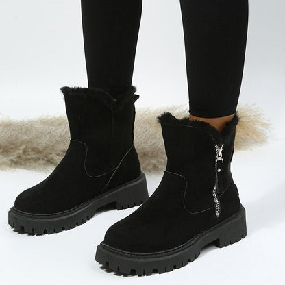 Comfortabele Dames Enkellaarsjes met Rits en Faux Fur