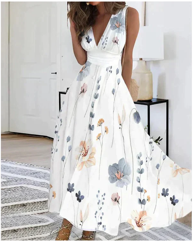 Beaudinne | Bloemenprint Maxi Jurk voor Dames