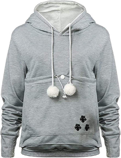 Comfortable Practical Women's Hoodie with Front Pocket for Pets