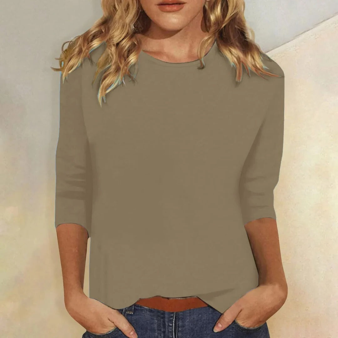 Stella | Crew Neck 3/4 Sleeve Top for Women