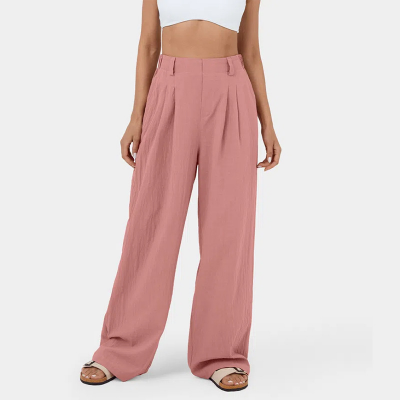 Charaya | Broek met Hoge Taille en Plooien