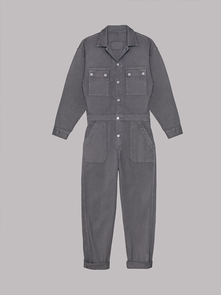 Stijlvolle Dames Utility Jumpsuit met Lange Mouwen en Zakken