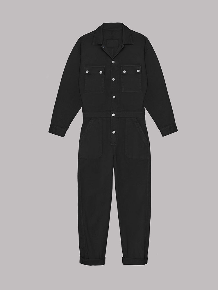 Stijlvolle Dames Utility Jumpsuit met Lange Mouwen en Zakken