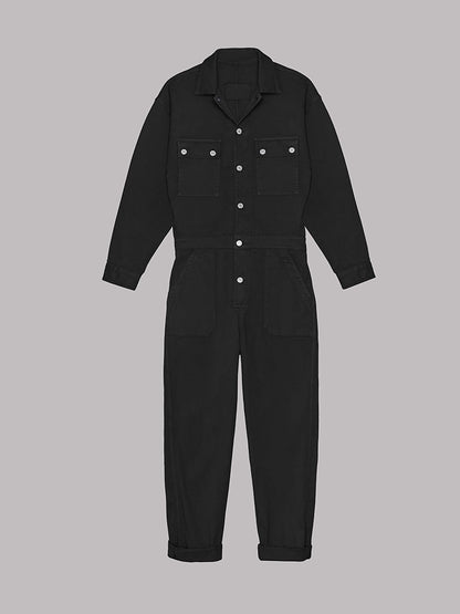 Stijlvolle Dames Utility Jumpsuit met Lange Mouwen en Zakken