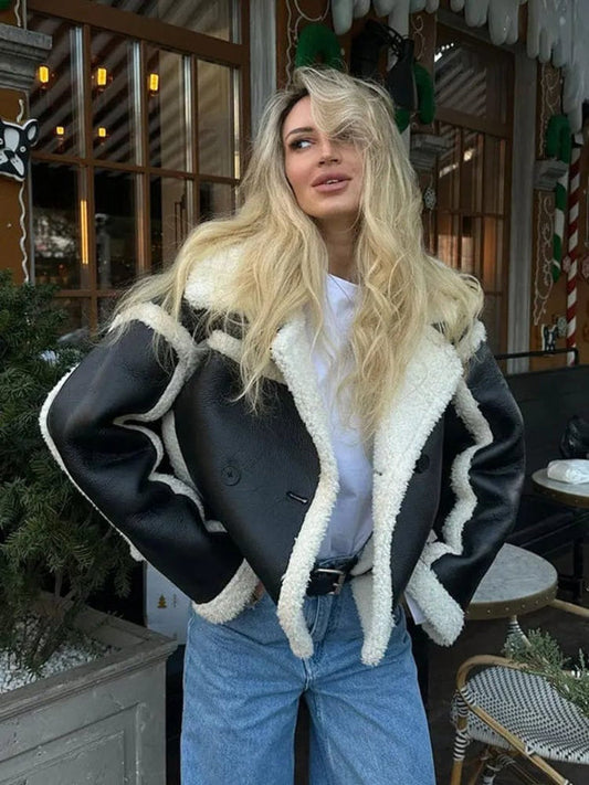 Trendy Oversized Dames Teddy Jas met Opvallende Kraag