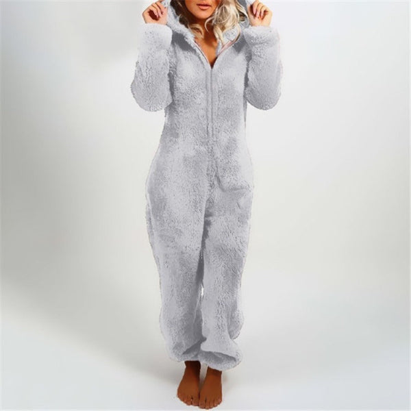 Comfortabele Dames Teddy Fleece Onesie met Capuchon