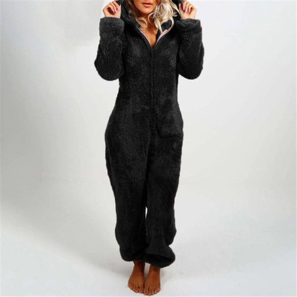 Comfortabele Dames Teddy Fleece Onesie met Capuchon