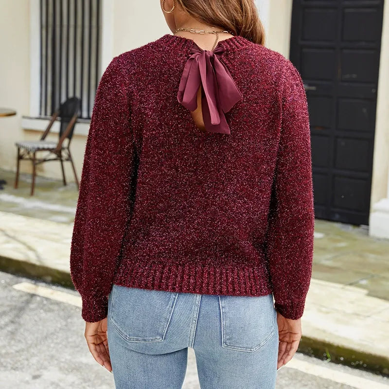 Luxe Stijlvolle Dames Trui met Lange Mouwen en Ronde Hals