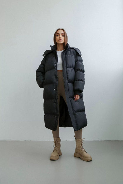 Oversized Lange Warme Dames Puffer Jas met Capuchon