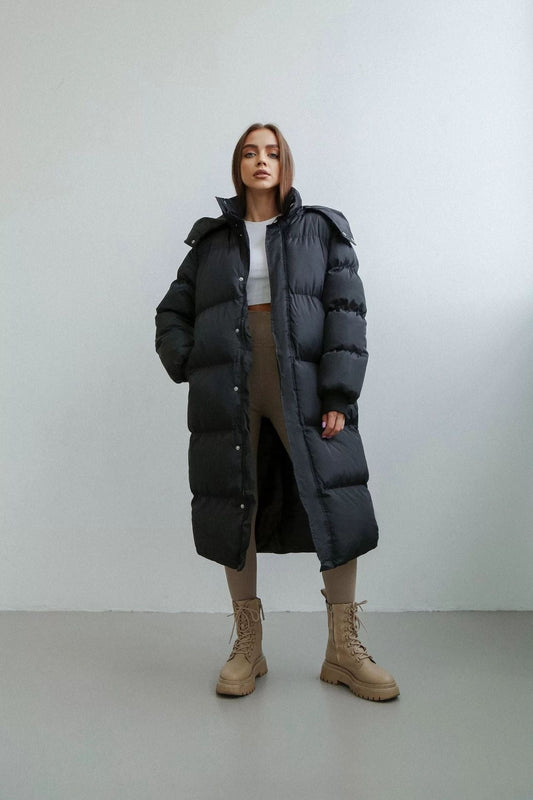 Oversized Lange Warme Dames Puffer Jas met Capuchon