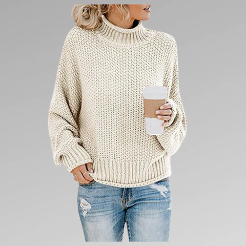 Oversized Zachte Dames Coltrui met Gebreide Structuur