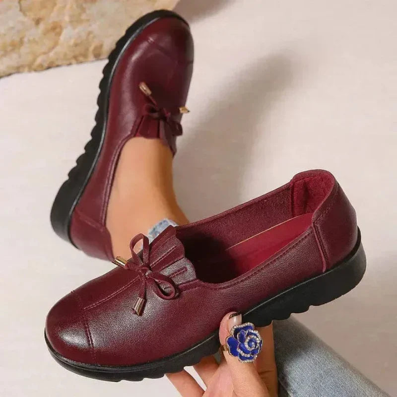 Soepele Instap Loafers met Strikdetail en Franjeklep voor Dames